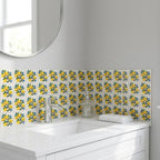 4" x 4" Yellow Vinyl Arabesque Peel And Stick Removable Tiles