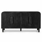 59" Black Distressed Wood Paneled Sideboard With Four Doors
