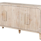 59" Black Distressed Wood Paneled Sideboard With Four Doors
