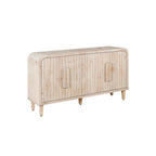59" Black Distressed Wood Paneled Sideboard With Four Doors
