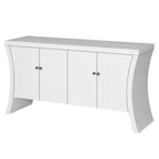 59" White Wood Curved Edge Sideboard With Four Doors