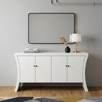 59" White Wood Curved Edge Sideboard With Four Doors