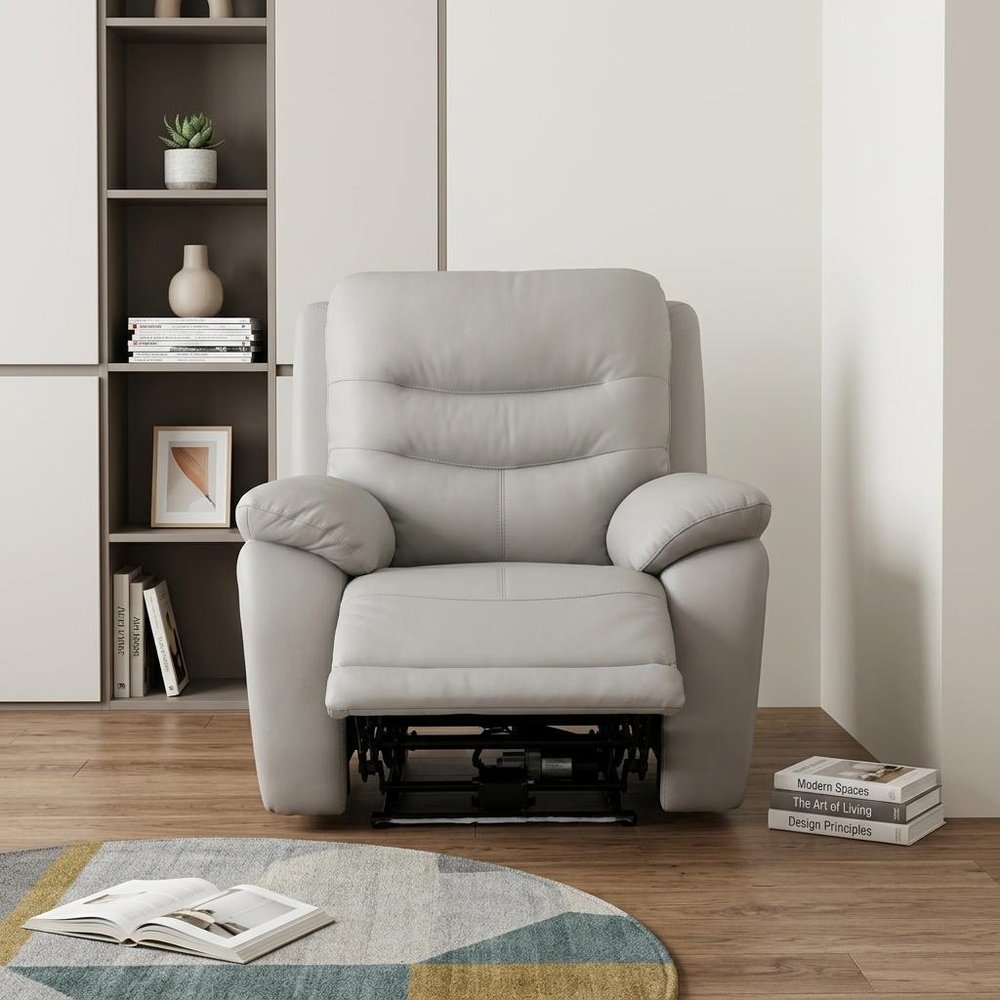 40" Light Gray Faux Leather Power Lift Assist Recliner With USB
