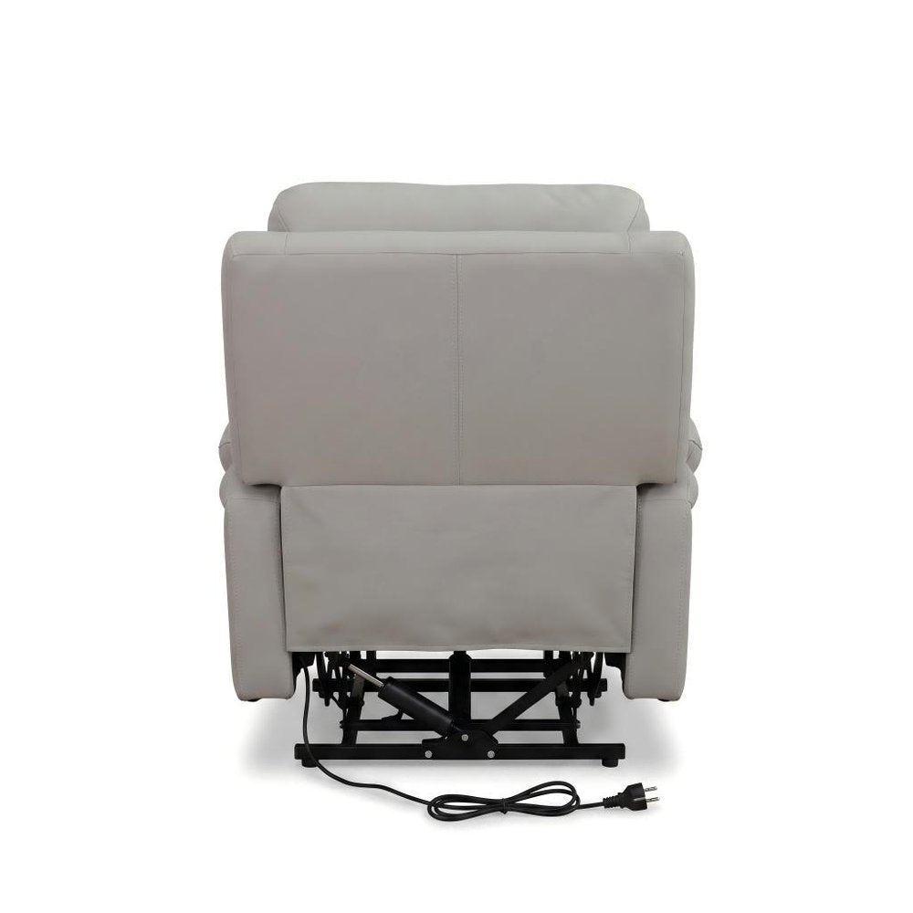 40" Light Gray Faux Leather Power Lift Assist Recliner With USB