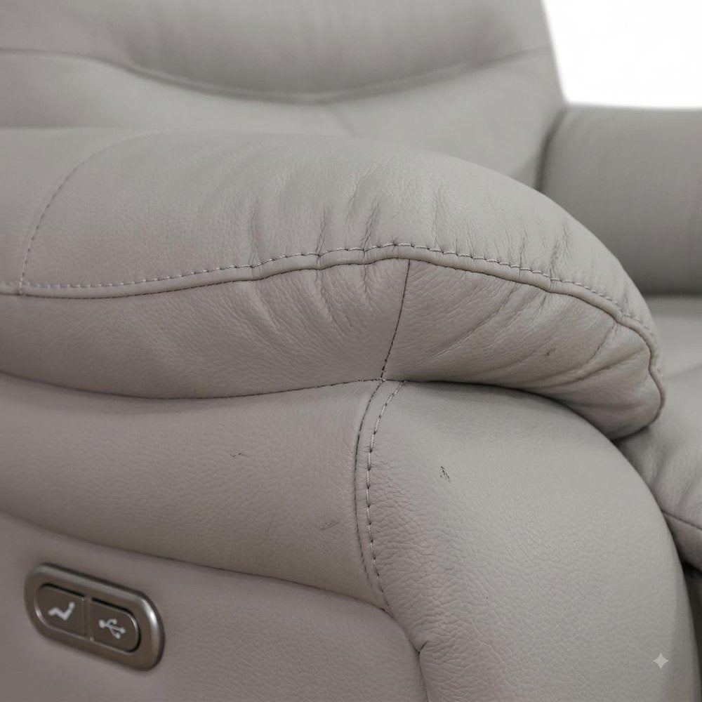 40" Light Gray Faux Leather Power Lift Assist Recliner With USB