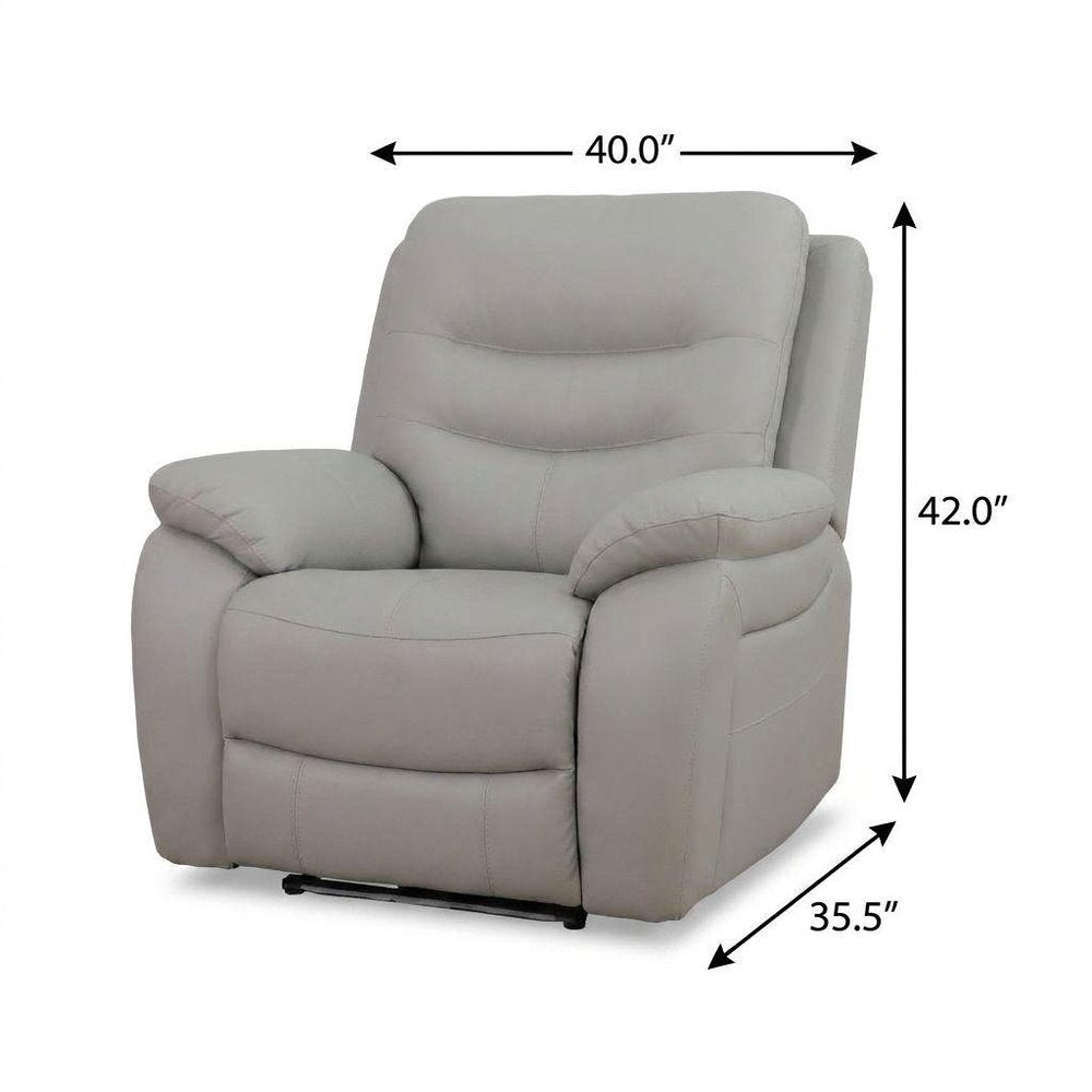 40" Light Gray Faux Leather Power Lift Assist Recliner With USB