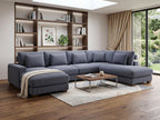 Modular L Shaped Seven Piece Corner Sectional With Ottoman