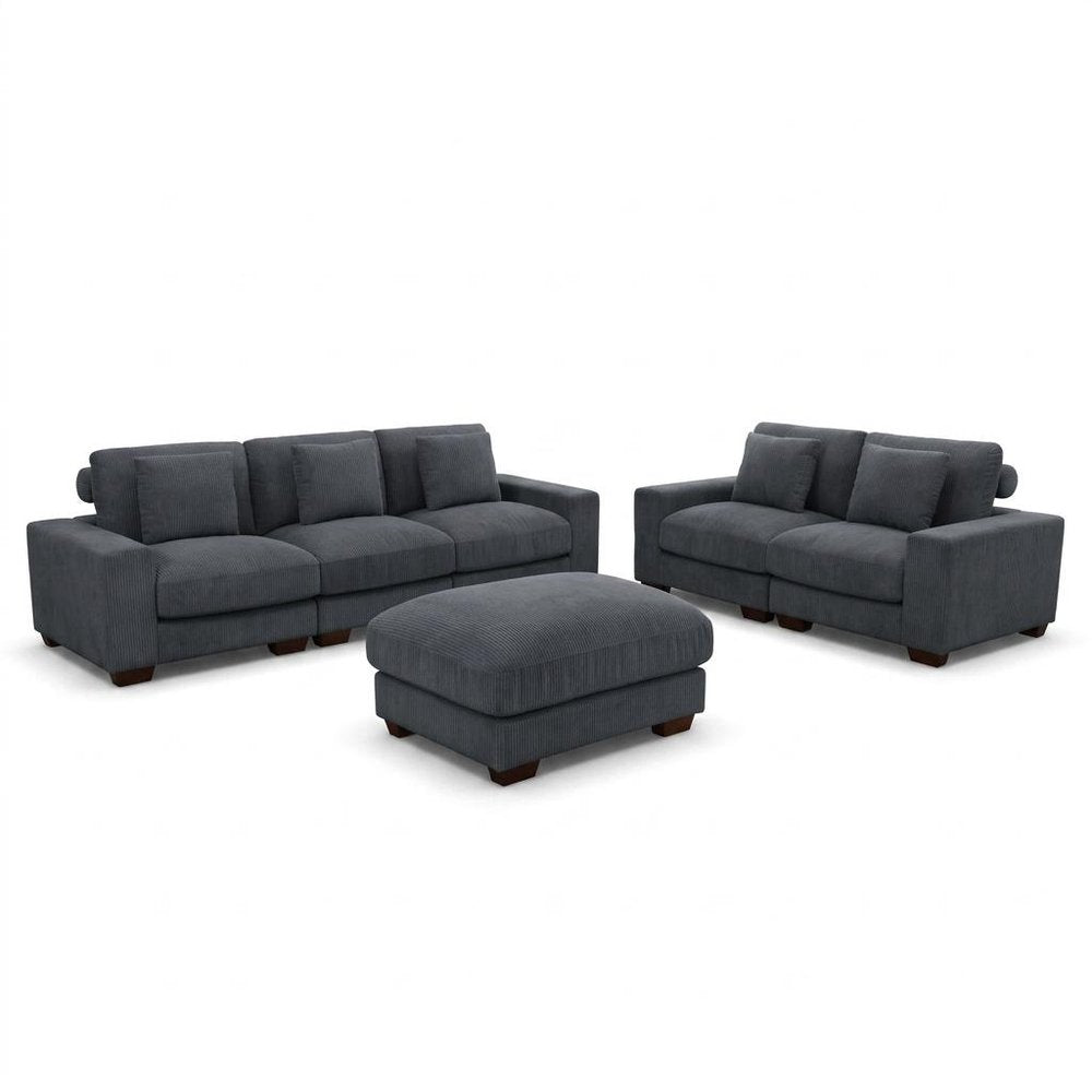 Modular L Shaped Six Piece Corner Sectional With Ottoman