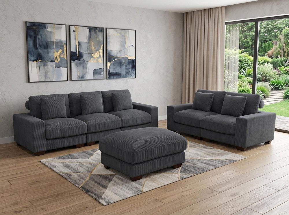 Modular L Shaped Six Piece Corner Sectional With Ottoman