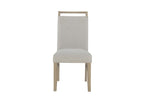 Set of Two Light Gray And Natural Upholstery And Solid Wood Dining Side Chairs