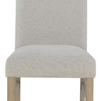 Set of Two Light Gray And Natural Upholstery And Solid Wood Dining Side Chairs