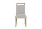 Set of Two Light Gray And Natural Upholstery And Solid Wood Dining Side Chairs