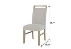 Set of Two Light Gray And Natural Upholstery And Solid Wood Dining Side Chairs