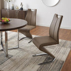Set of Two Gray Upholstery And Metal Dining Side Chairs