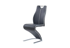 Set of Two Dark Gray And White Upholstery And Metal Dining Side Chairs