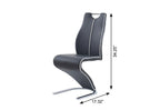 Set of Two Dark Gray And White Upholstery And Metal Dining Side Chairs