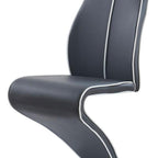 Set of Two Dark Gray And White Upholstery And Metal Dining Side Chairs