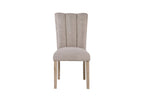 Set of Two Beige Upholstery And Solid Wood Dining Side Chairs