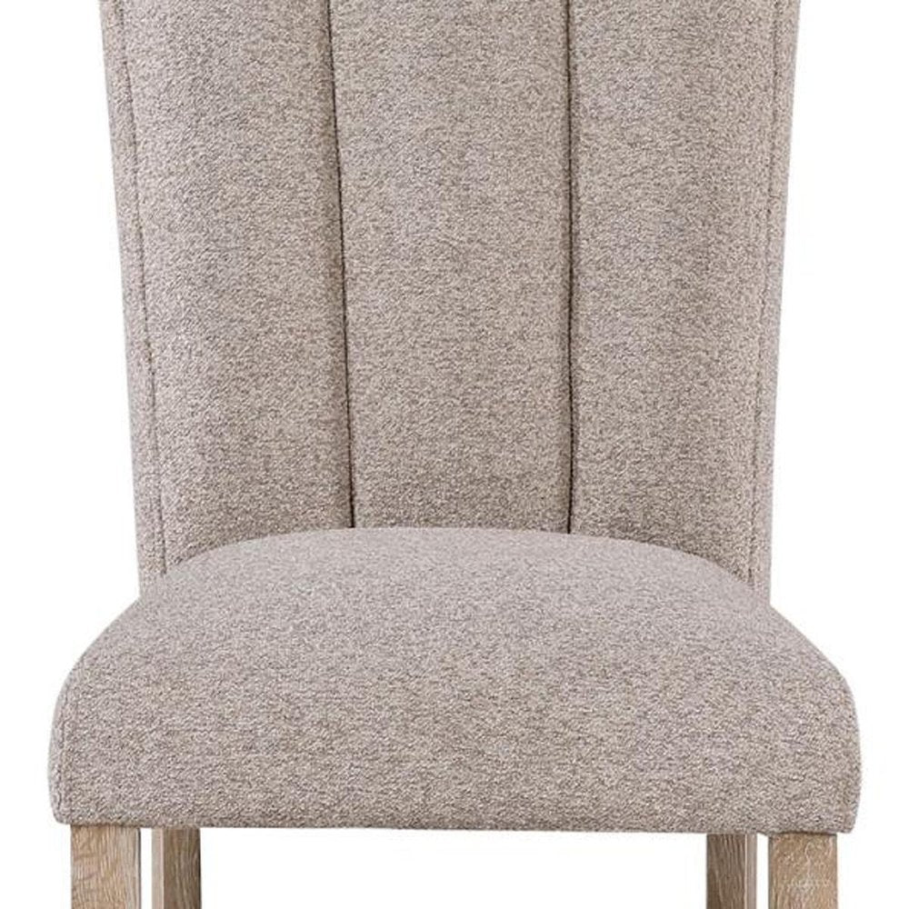 Set of Two Beige Upholstery And Solid Wood Dining Side Chairs