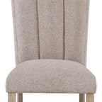 Set of Two Beige Upholstery And Solid Wood Dining Side Chairs