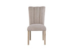 Set of Two Beige Upholstery And Solid Wood Dining Side Chairs