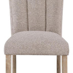 Set of Two Beige Upholstery And Solid Wood Dining Side Chairs