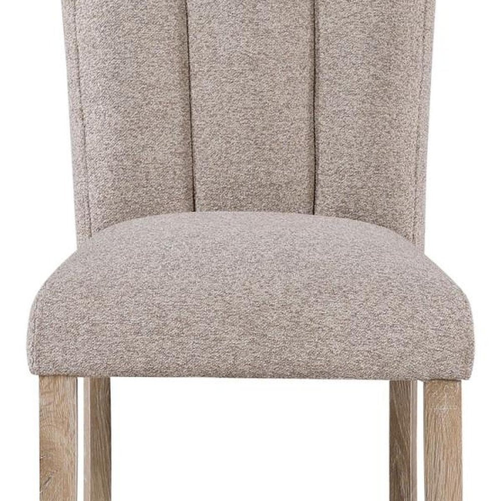 Set of Two Beige Upholstery And Solid Wood Dining Side Chairs