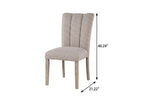 Set of Two Beige Upholstery And Solid Wood Dining Side Chairs
