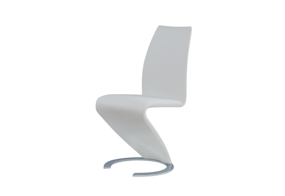 Set of Two White Upholstery And Solid Wood Dining Side Chairs