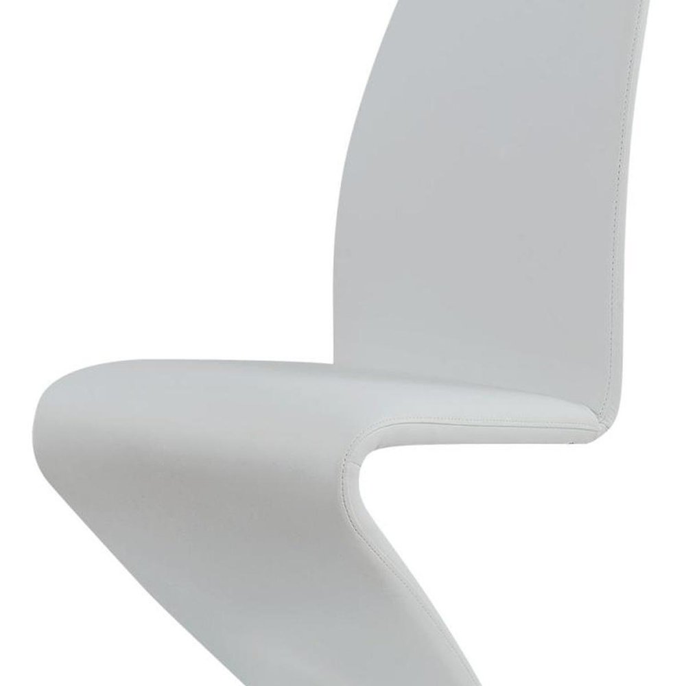Set of Two White Upholstery And Solid Wood Dining Side Chairs