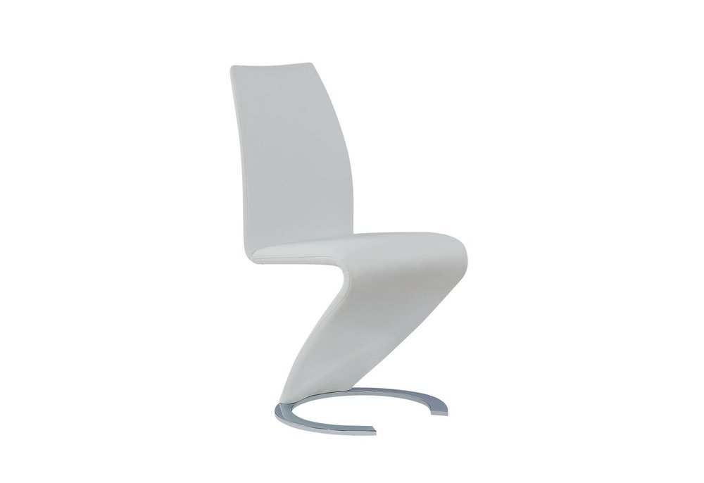 Set of Two White Upholstery And Solid Wood Dining Side Chairs