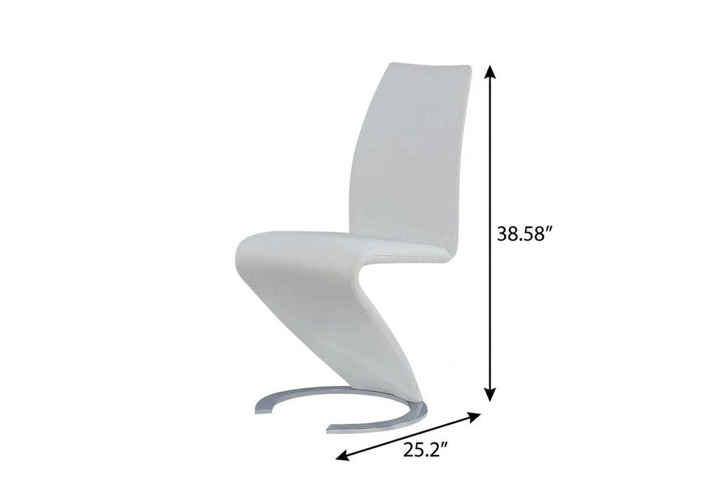 Set of Two White Upholstery And Solid Wood Dining Side Chairs