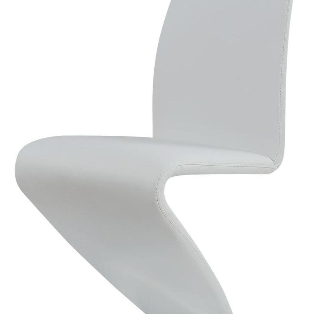 Set of Two White Upholstery And Solid Wood Dining Side Chairs