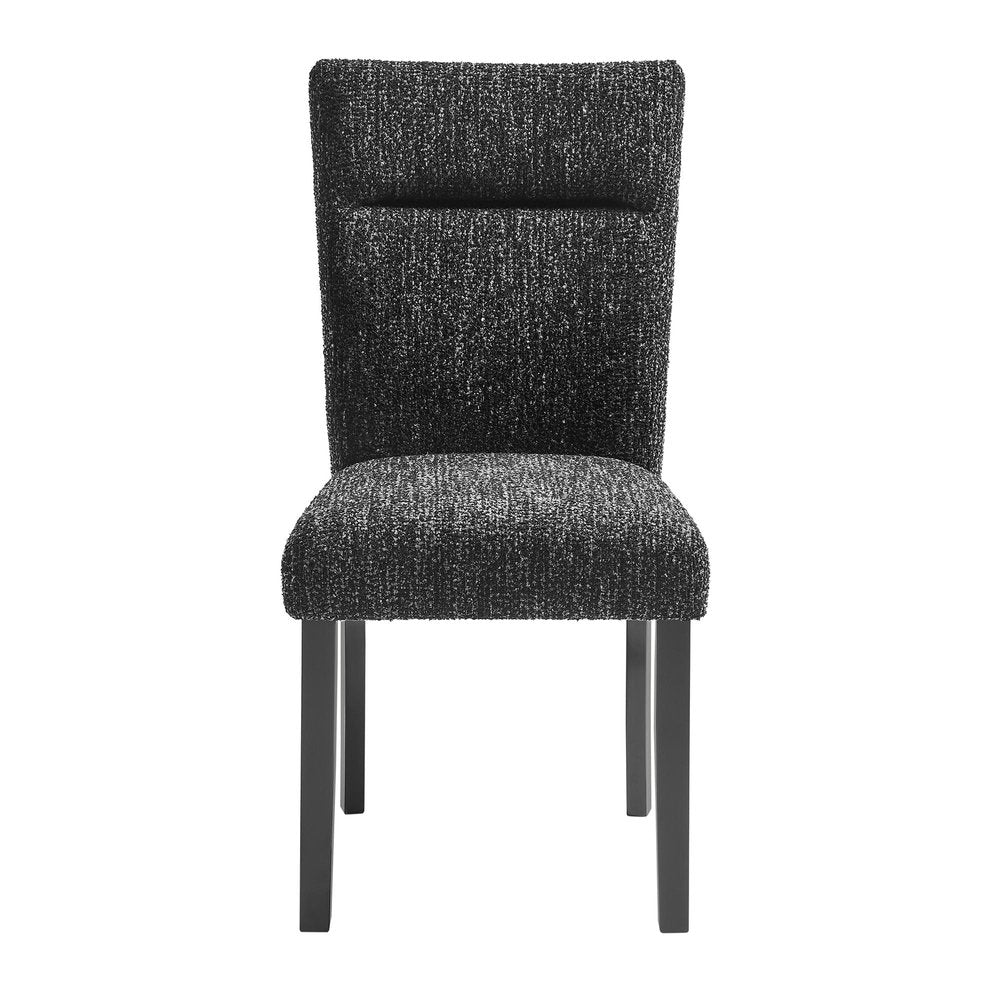 Set of Two Black Upholstery And Wood Dining Side Chairs