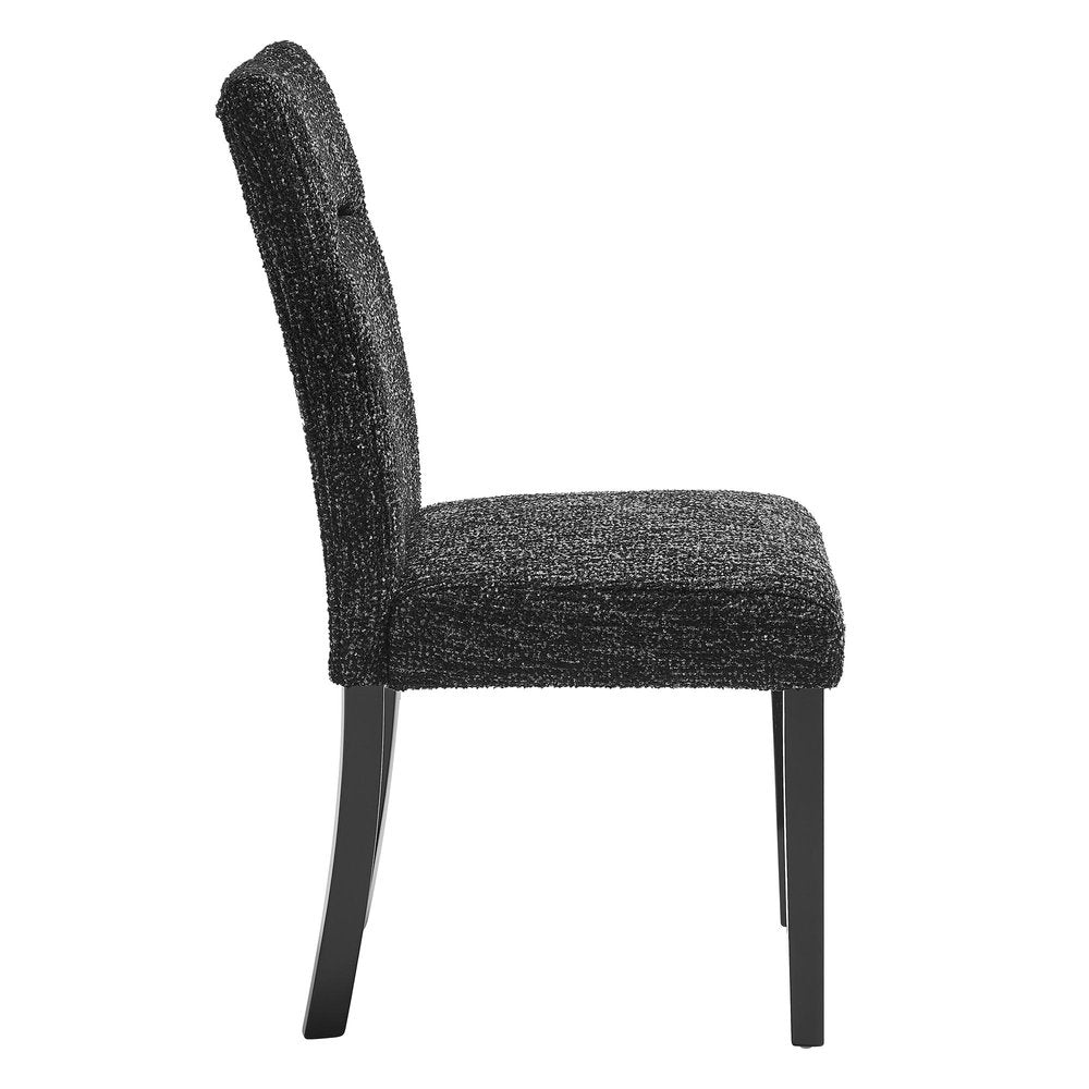 Set of Two Black Upholstery And Wood Dining Side Chairs