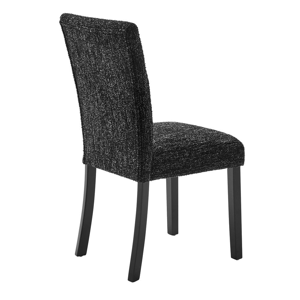 Set of Two Black Upholstery And Wood Dining Side Chairs