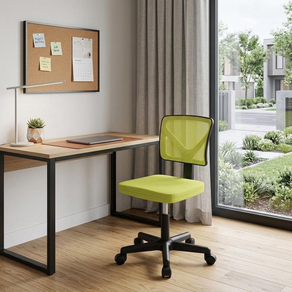 Yellow And Black Swivel Rolling Office Chair