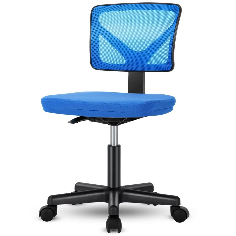 Blue And Black Swivel Rolling Office Chair