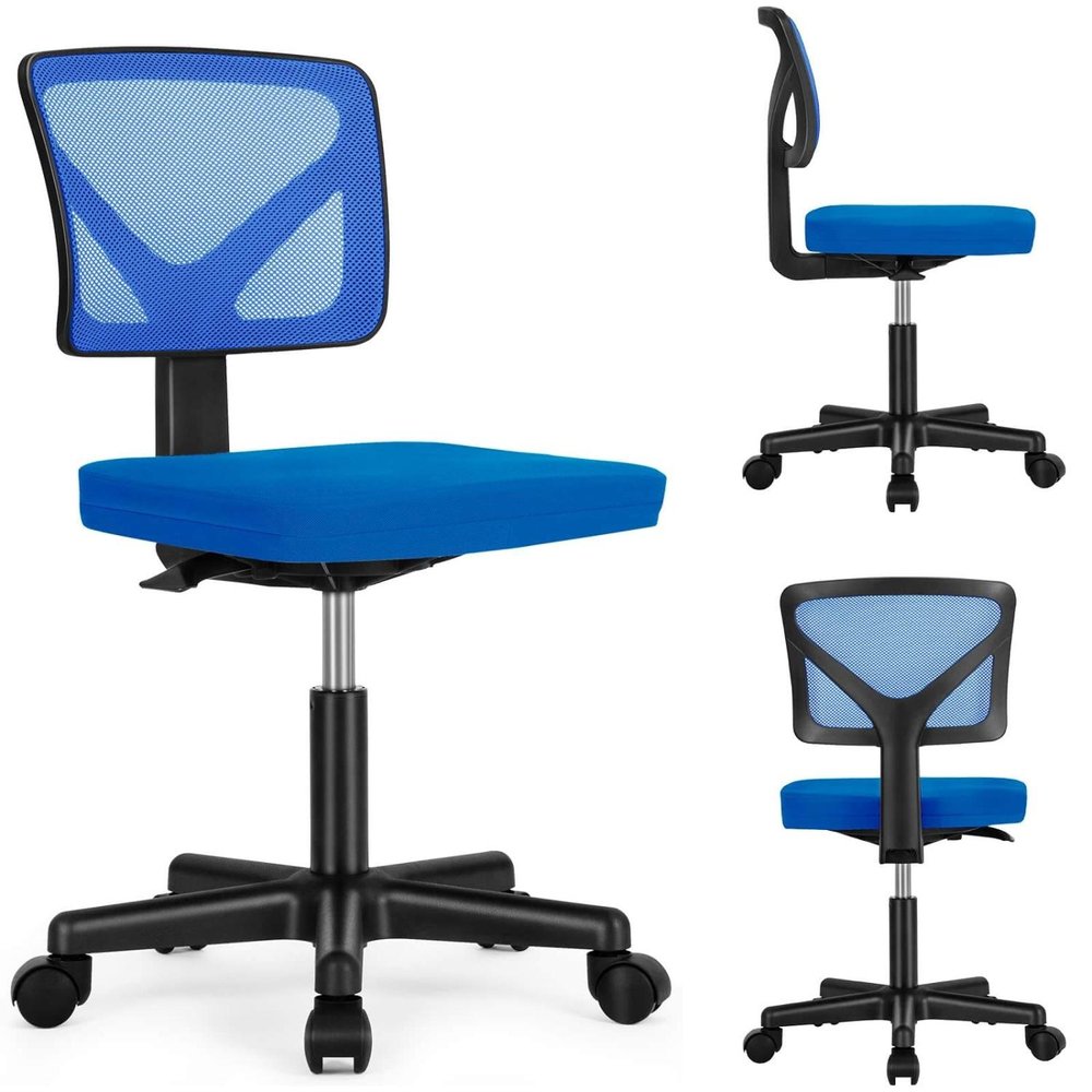 Blue And Black Swivel Rolling Office Chair