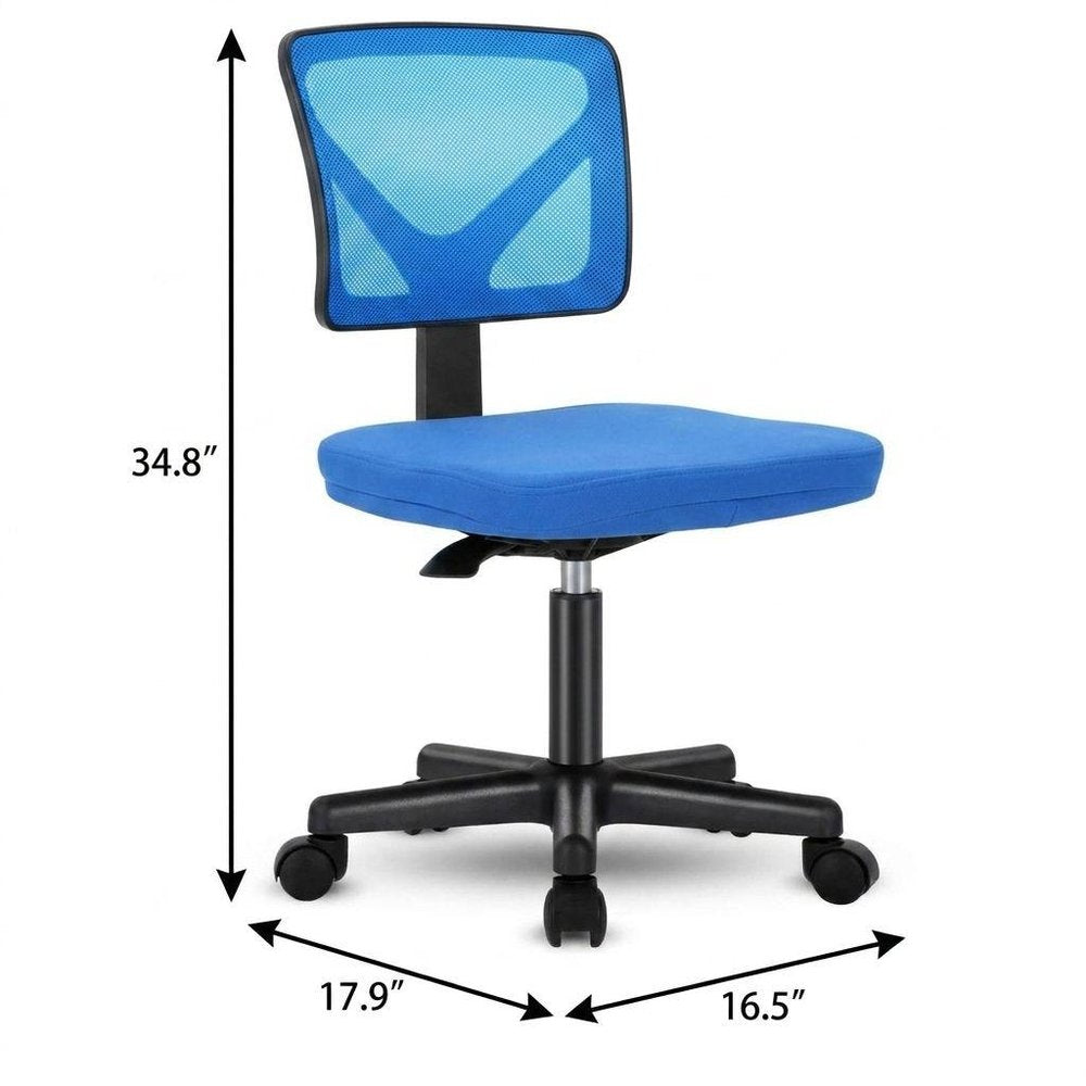 Blue And Black Swivel Rolling Office Chair