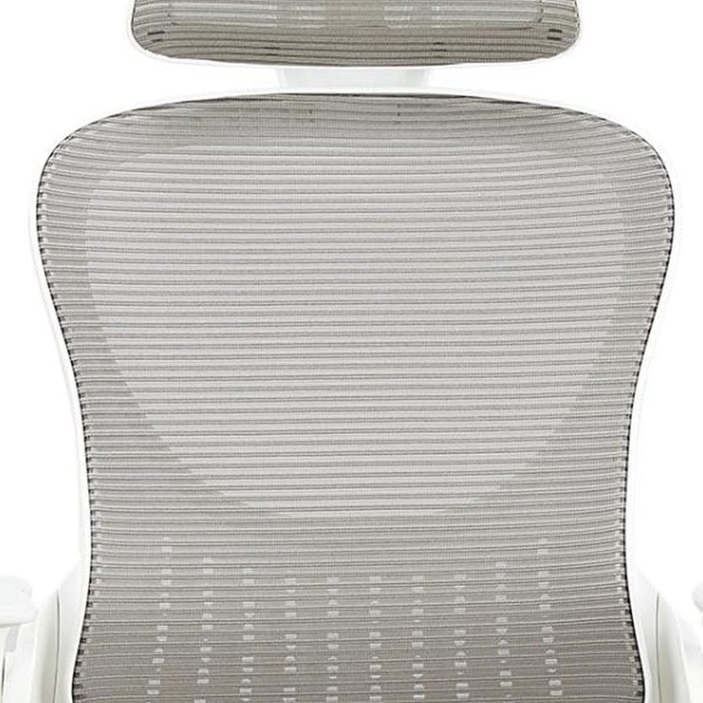 Gray And White Swivel Rolling Office Chair