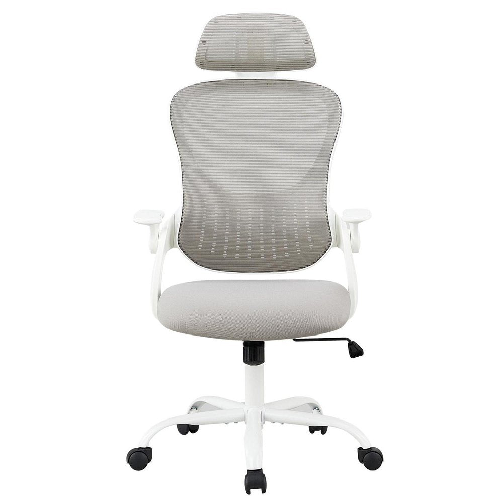 Gray And White Swivel Rolling Office Chair