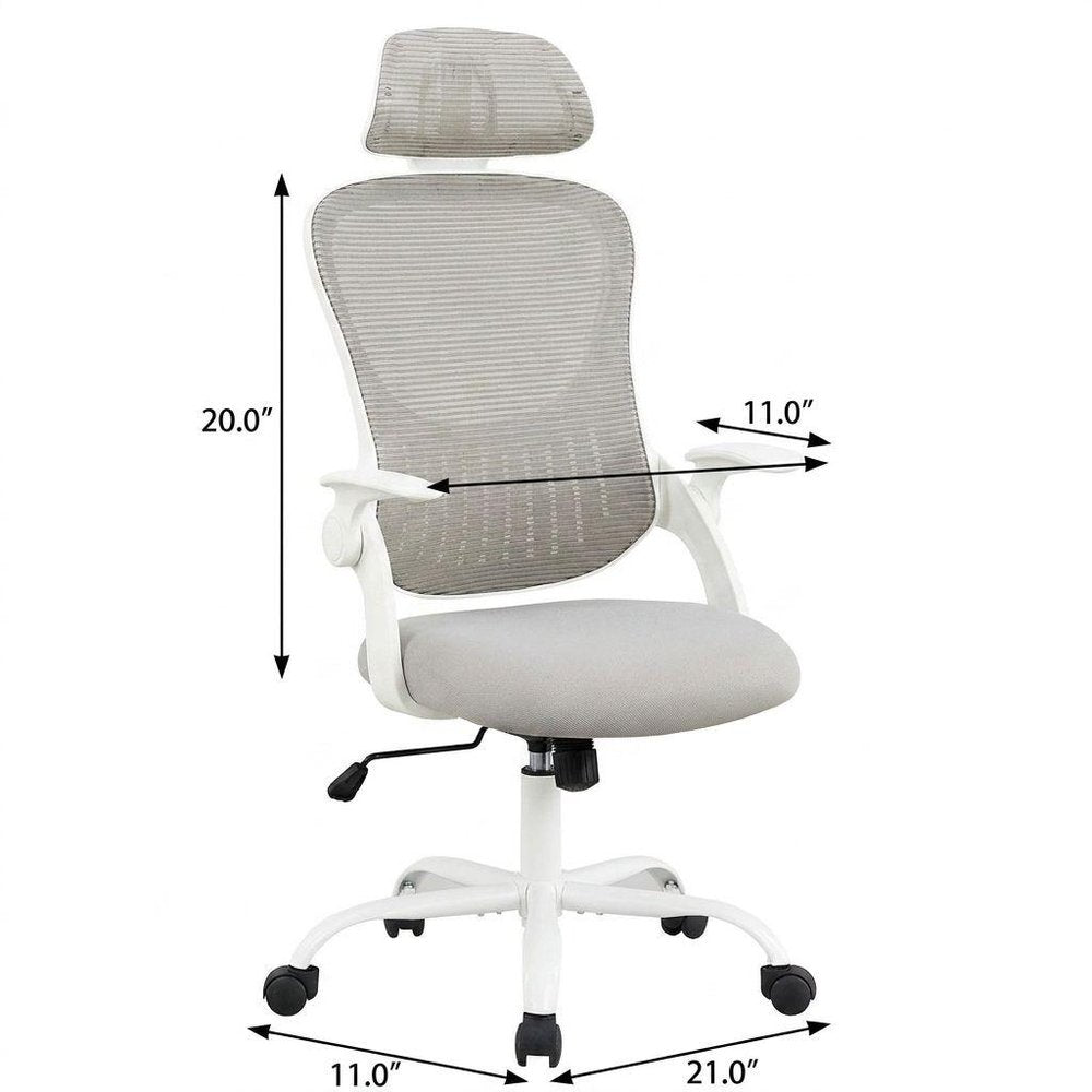 Gray And White Swivel Rolling Office Chair