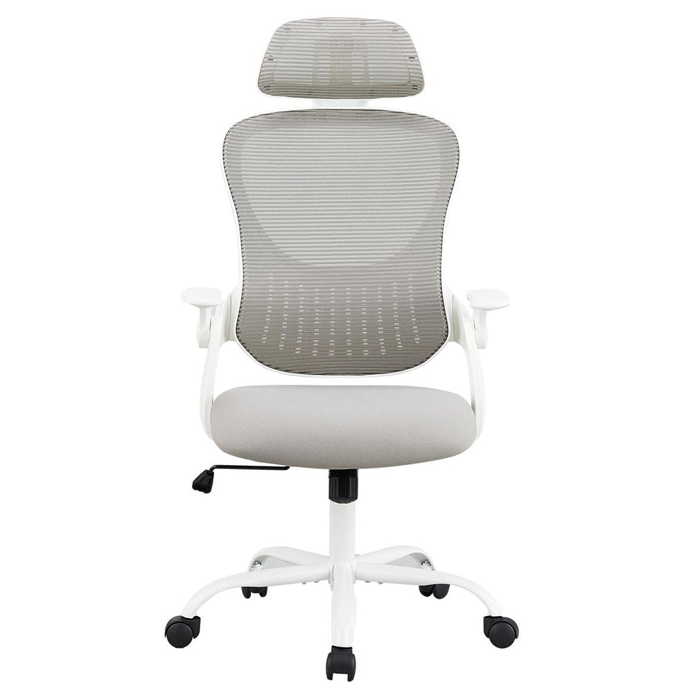 Gray And White Swivel Rolling Office Chair