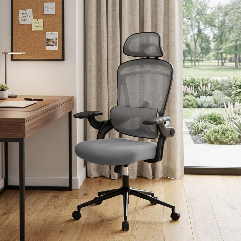 Gray And Black Swivel Rolling Office Chair