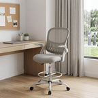 Gray Swivel Rolling Office Chair With Footrest