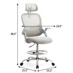 Gray Swivel Rolling Office Chair With Footrest