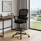 Black Swivel Rolling Office Chair With Footrest