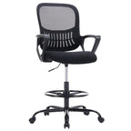 Black Swivel Rolling Office Chair With Footrest
