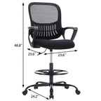 Black Swivel Rolling Office Chair With Footrest